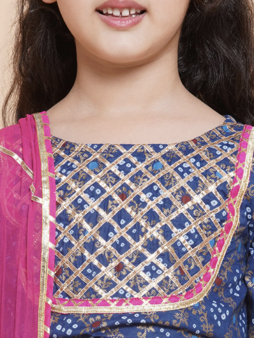 Blue & Pink Lehenga & Blouse With Dupatta - Image 4